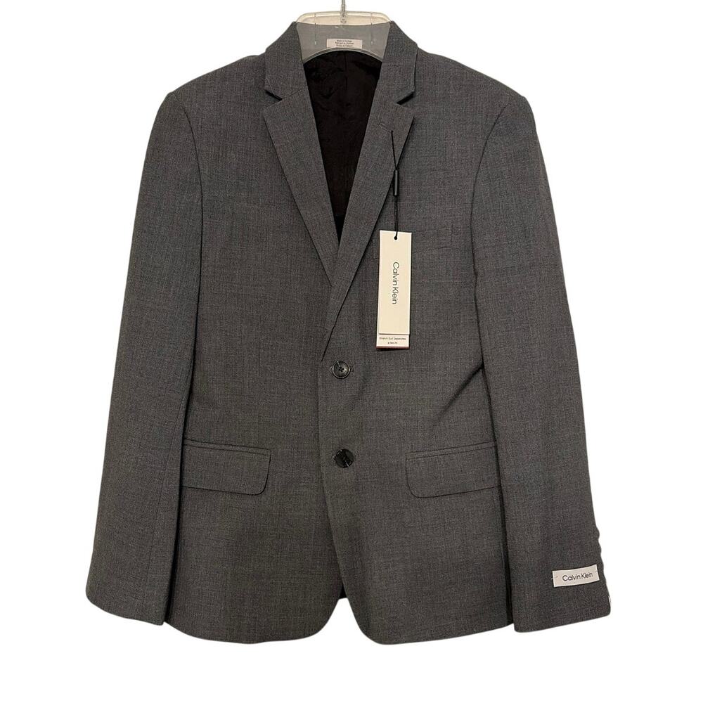 Calvin Klein Boys Slim Fit Stretch Suit Jacket Size 12 Regular NWT Formal Blazer